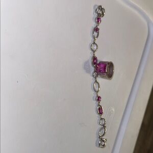 Elegant Pink and Silver Bracelet and ring  925